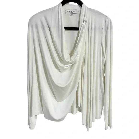 Michael Stars Vanessa White Eco Luxe Jersey Waterfall Draped Cardigan Size Small - Picture 2 of 8